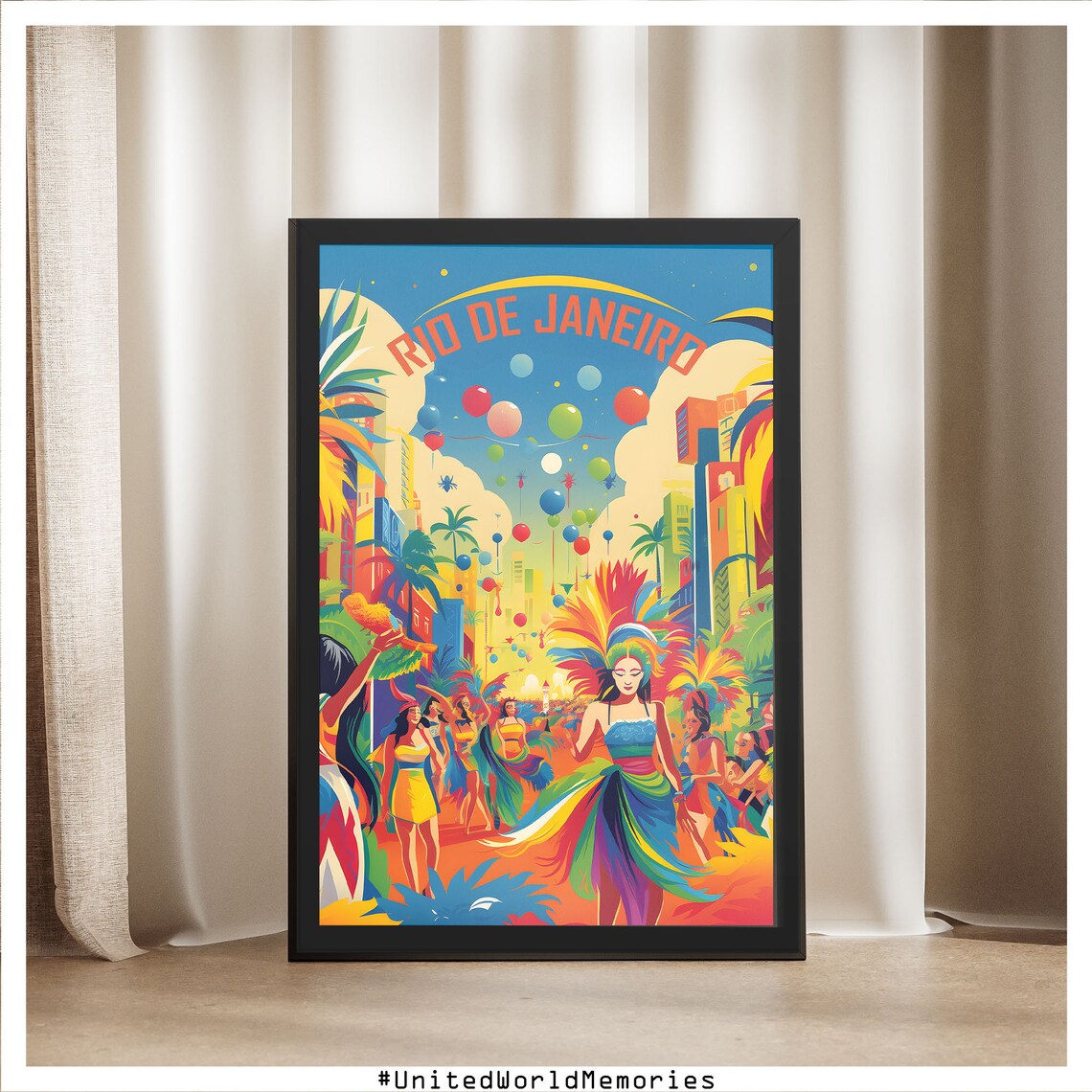 Rio De Janeiro Brazil Carnival Poster Samba Dancers Festival Art