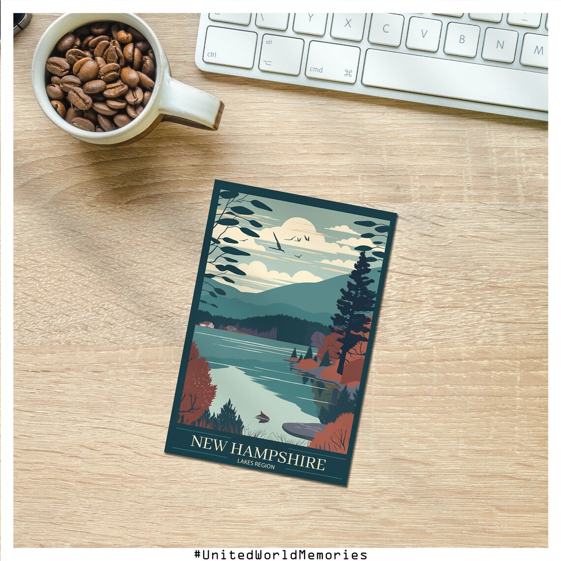 New Hampshire Lakes Region Vintage Travel Poster - Image 3