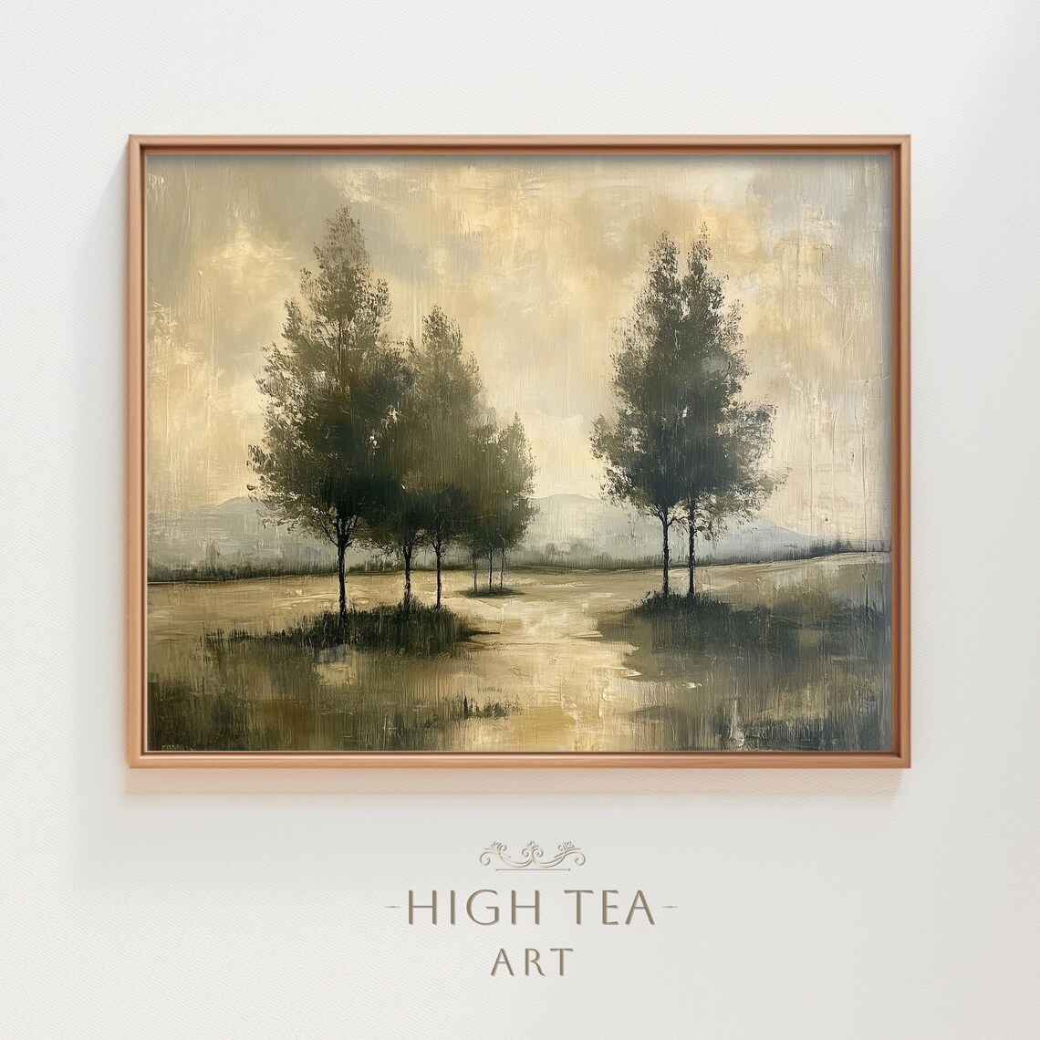 Vintage Nature Landscape Art Print, Moody Trees