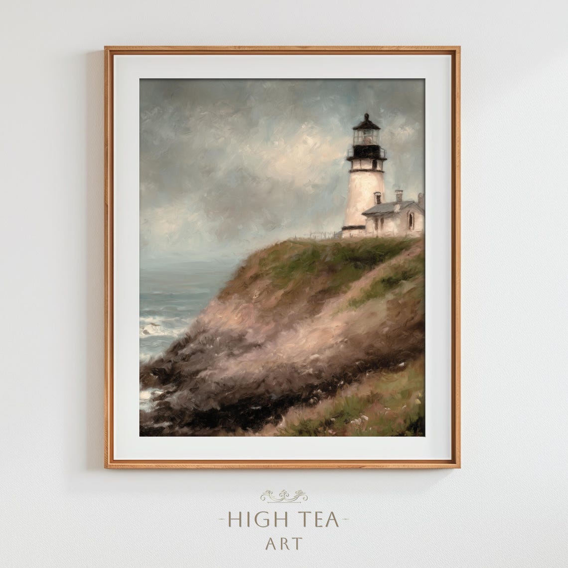 Moody Lighthouse Oil Painting Art Print