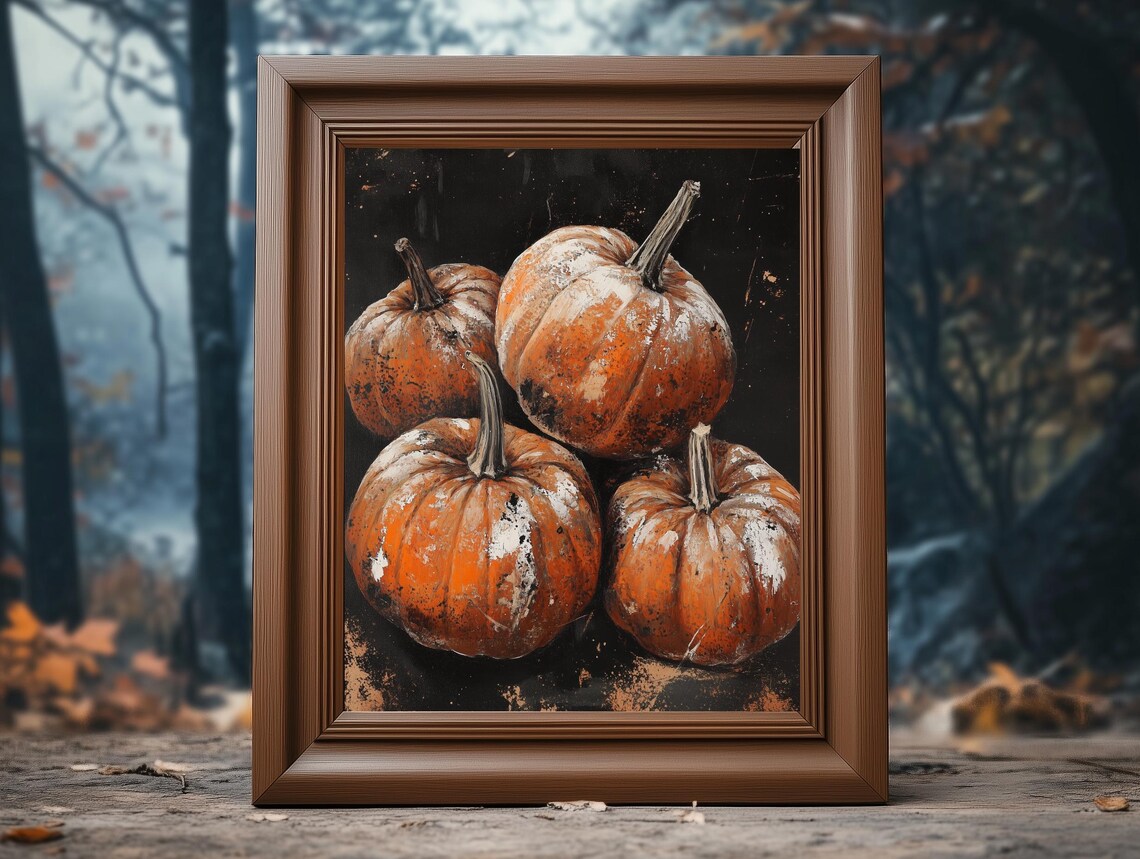 Fall Decor Print Gothic Botanical Artwork Dark Pumpkin Print Moody Fall Wall Decor - Image 4