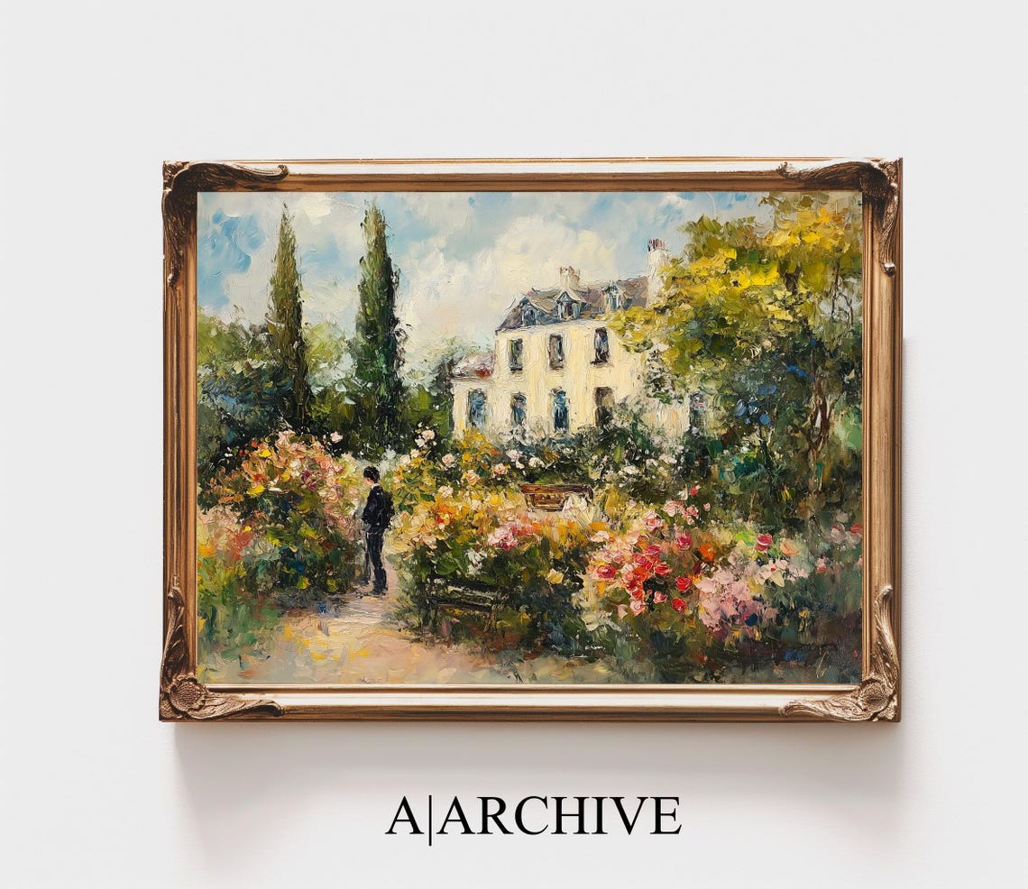 Sunlit Cottage Flower Garden Vintage Impressionist Style Art Poster - Image 3