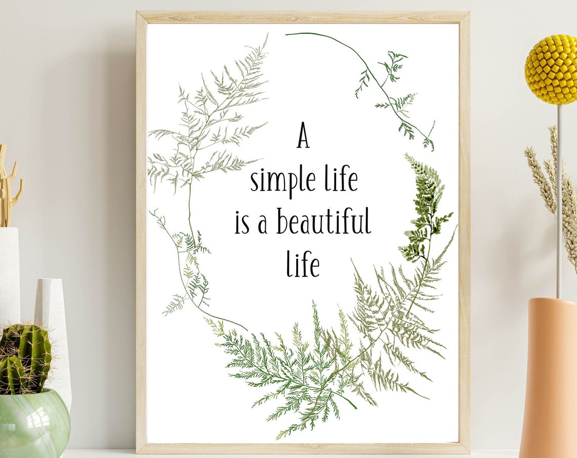 A Simple Life Is a Beautiful Life Fern Wreath Inspirational Poster - Image 3