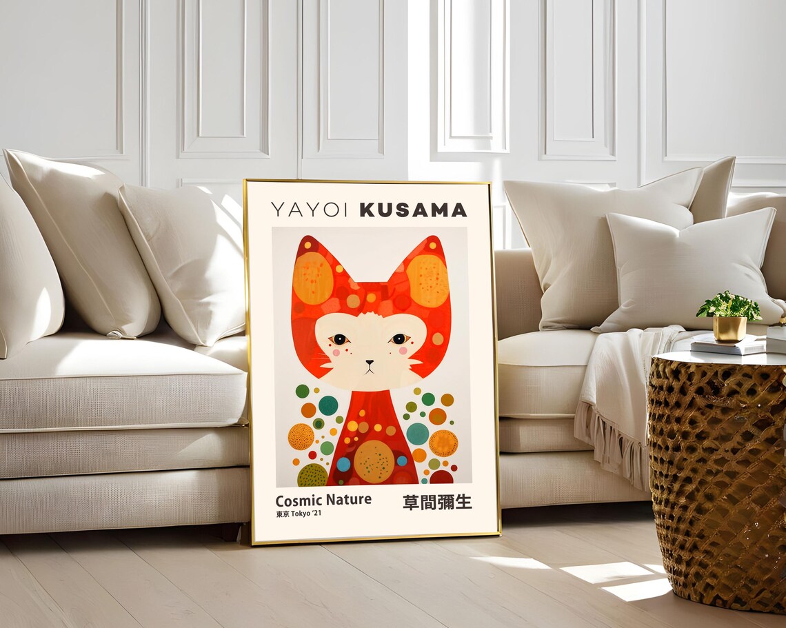 Yayoi Kusama Cosmic Cat Dotted Wonderland Tokyo 21 Art Poster - Image 2