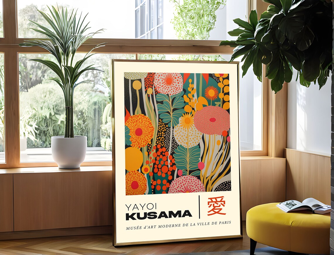 Yayoi Kusama Paris Floral Vibrance Polka Dot Accents Art Poster - Image 4