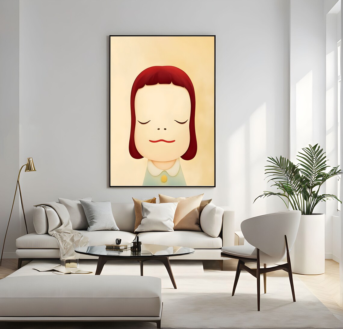 Yoshitomo Nara Tranquil Dreamer Closed Eyes Red Hair Girl Wall Art - Image 5