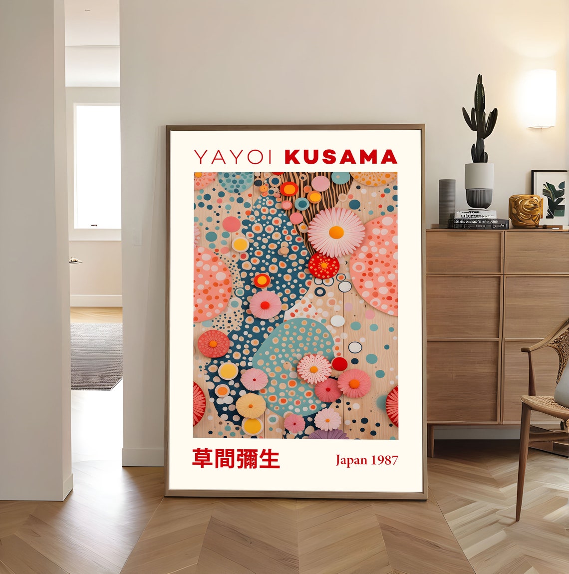 Yayoi Kusama Japan 1987 Vibrant Floral Polka Dot Collage Poster - Image 3