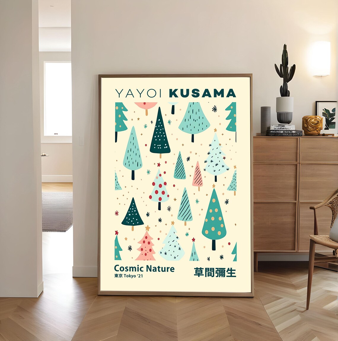 Yayoi Kusama Cosmic Nature Tokyo 2021 Christmas Trees Art Poster - Image 4