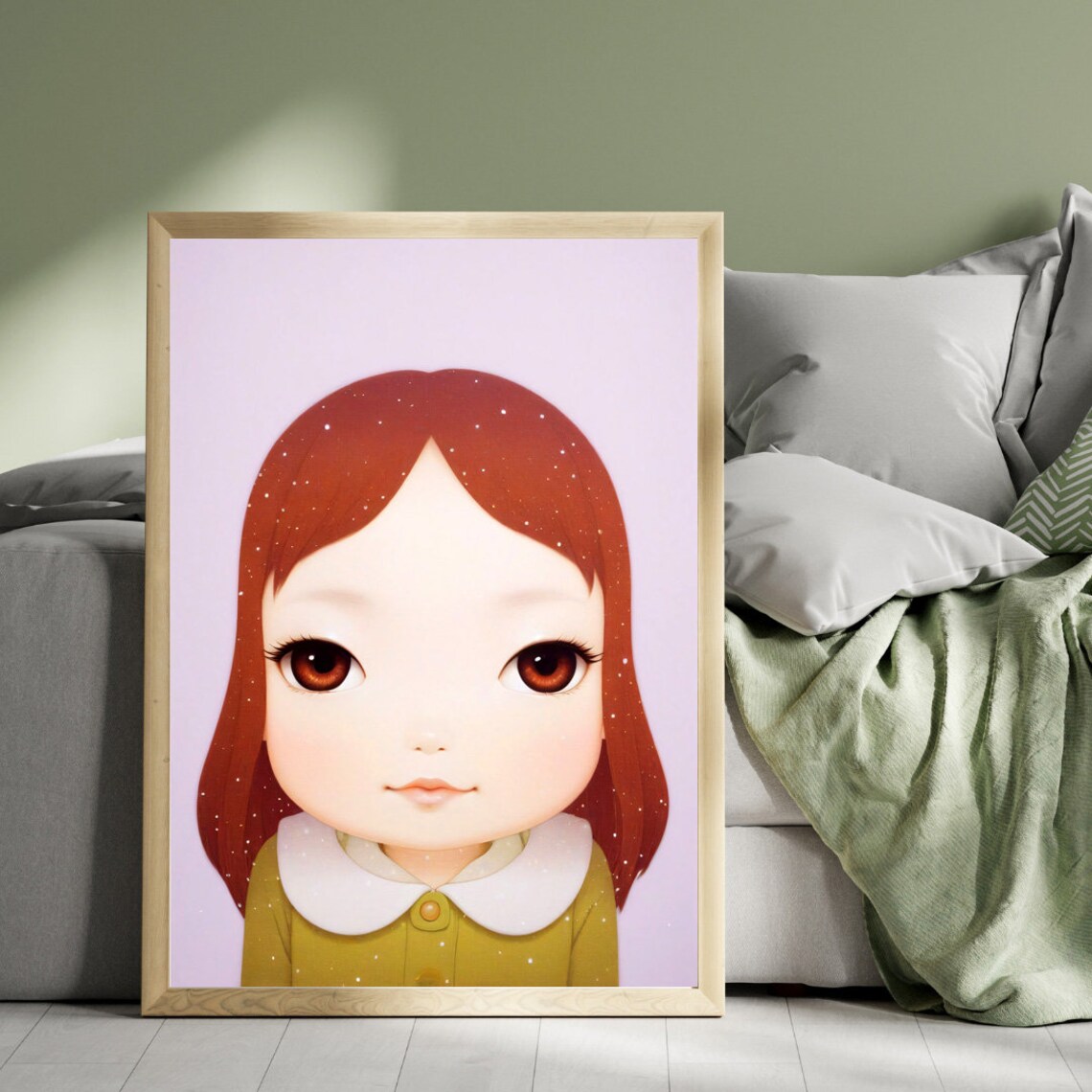 Cosmic Girl Portrait Under Snowflakes Starry Pink Sky Poster - Image 5