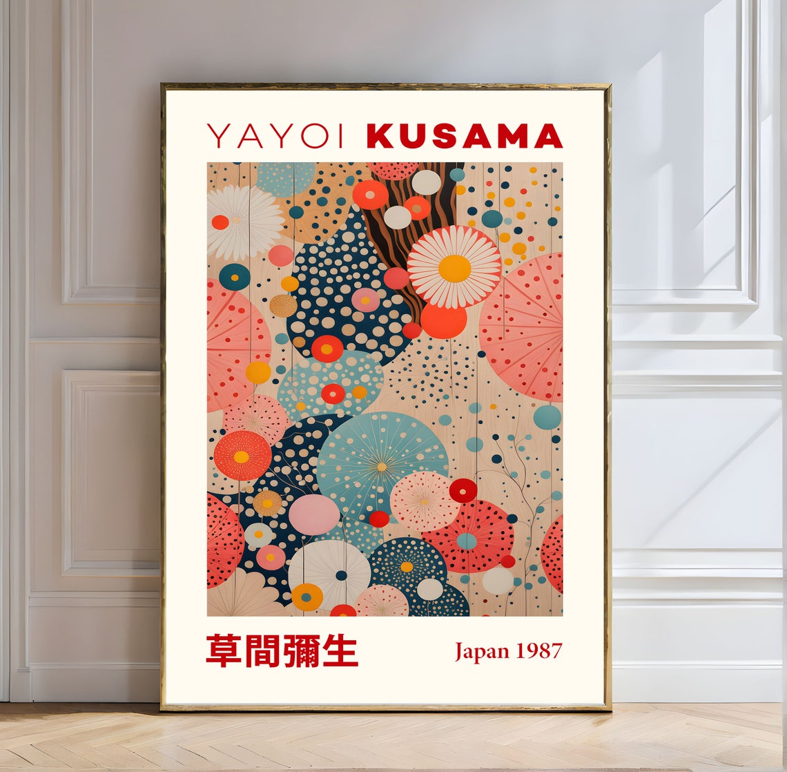 Yayoi Kusama Floral Polka Dot Symphony on Wood 1987 Art Poster