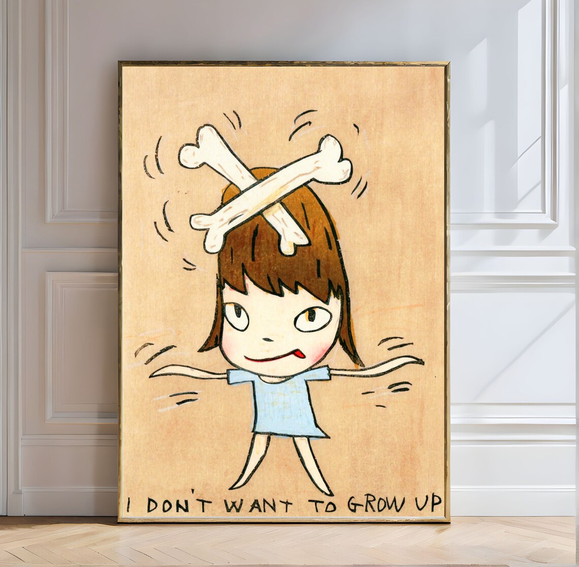 Yoshitomo Nara I Dont Want to Grow Up Crossbones Girl Wall Art