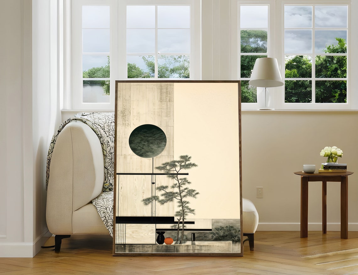 Zen Moon Pine Tree Japanese Minimalist Tranquility Art Poster - Image 3