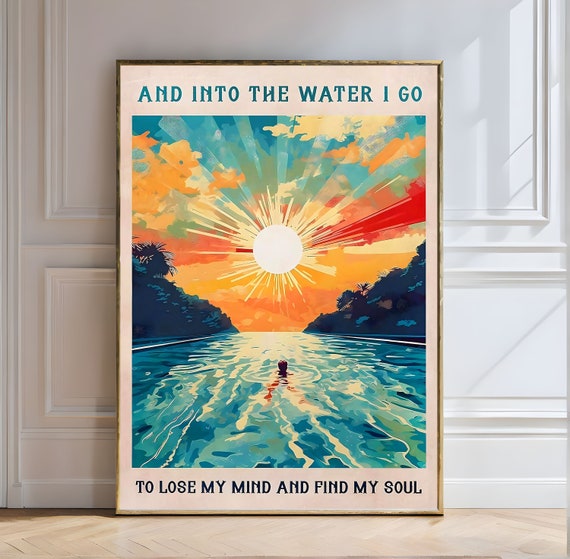 Into The Water Sunset Serenity Sunset Serenity Swimmer Vibrant Tranquility Nature Peaceful Radiant Bold Colors Water Rejuvenation
