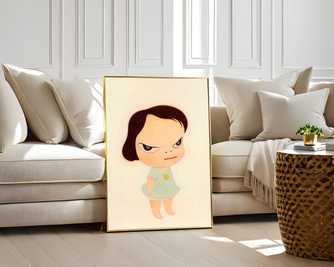 Yoshitomo Nara Sulky Girl Green Eyes Sideways Glance Wall Art - Image 4