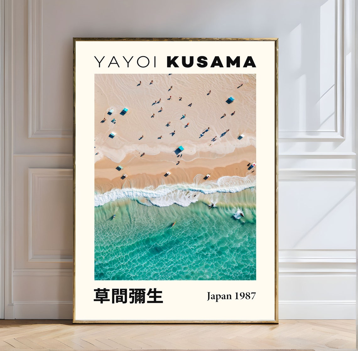 Yayoi Kusama Aerial Beach View Turquoise Waves Japan 1987 Poster