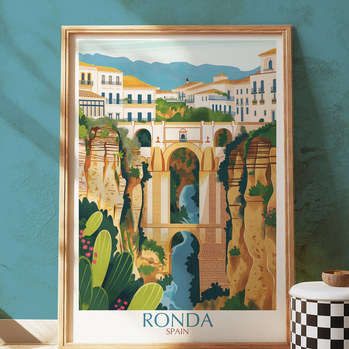 Ronda Spain Puente Nuevo Bridge Gorge Andalusia Travel Poster