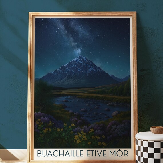 Buachaille Etive Mor Starry Night Milky Way Scottish Highlands Poster