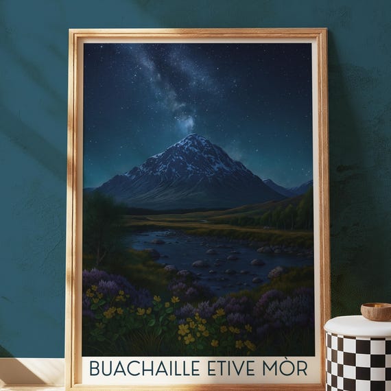 Buachaille Etive Mr Print Starry Scottish Highlands Landscape Art