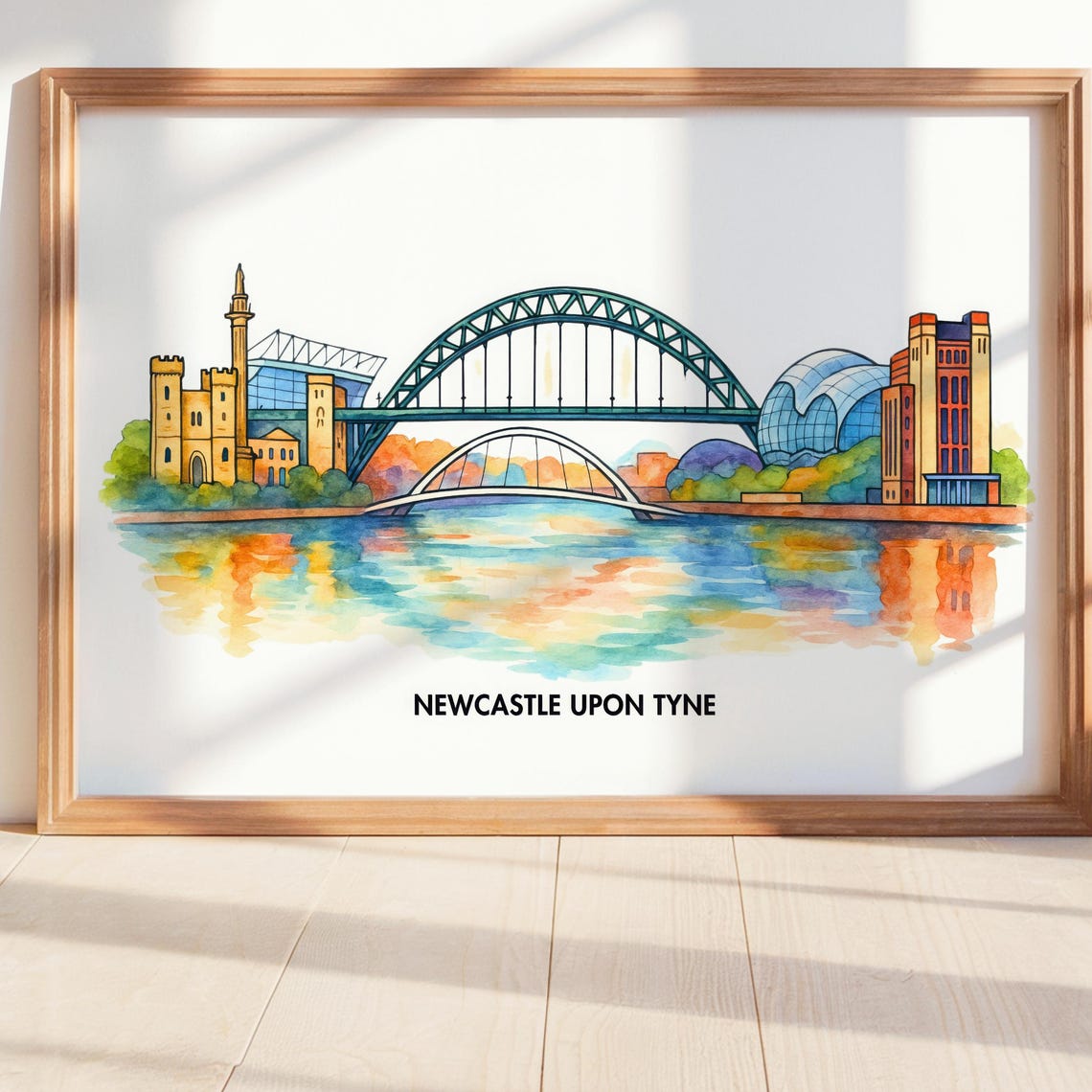 Newcastle Skyline Art Print Tyne Bridge Sage Gateshead Illustration