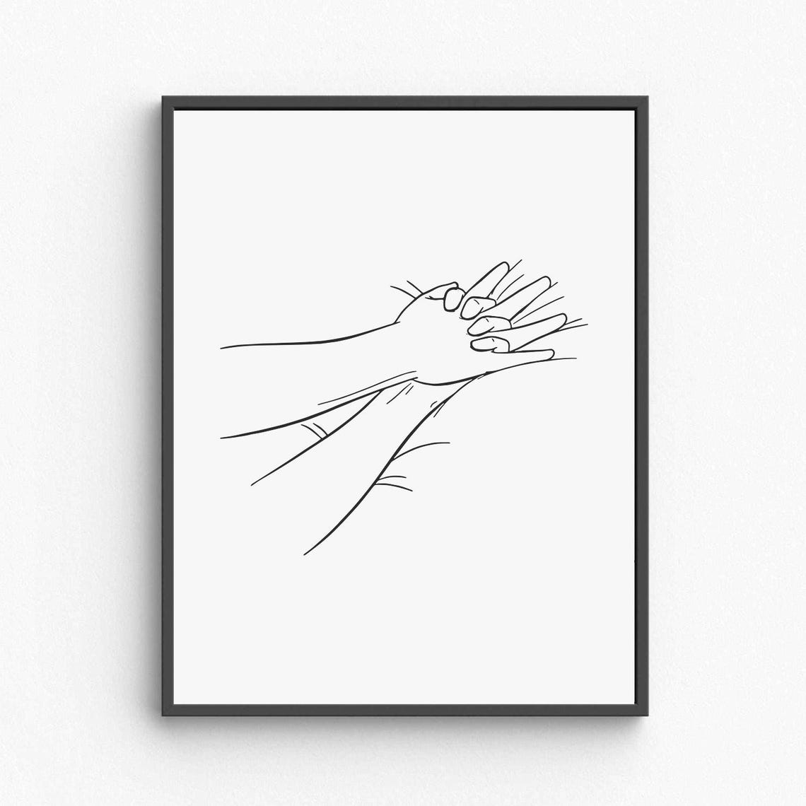 Sensual Hands Line Art Passionate Touch Couple Illustration Poster