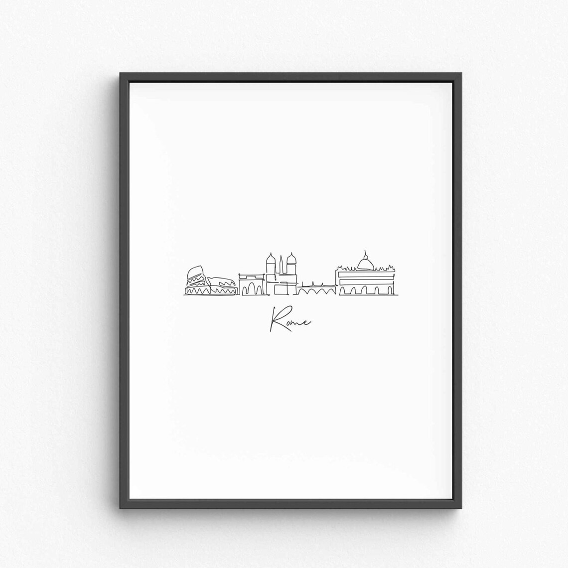 Rome Skyline One Line Drawing Minimalist Italy Travel Poster