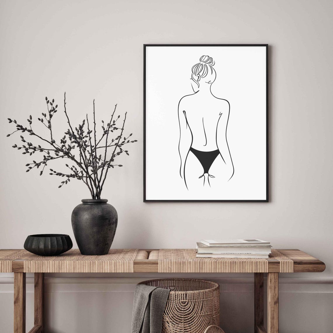Erotic Line Art Print Women With Underware Nude Minimalist Wall Bedroom - Image 5