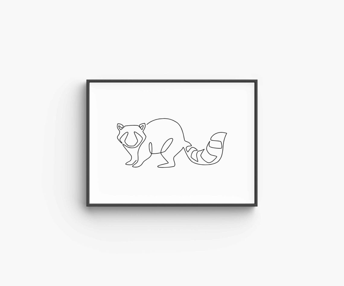 Minimalist Raccoon Line Art Forest Animal Print Black White Drawing Cute Wildlife Decor Poster - Image 6