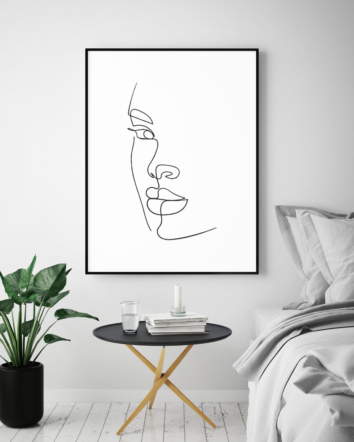 Woman Face Side Profile Elegant Serene Graceful Line Drawing Poster - Image 5