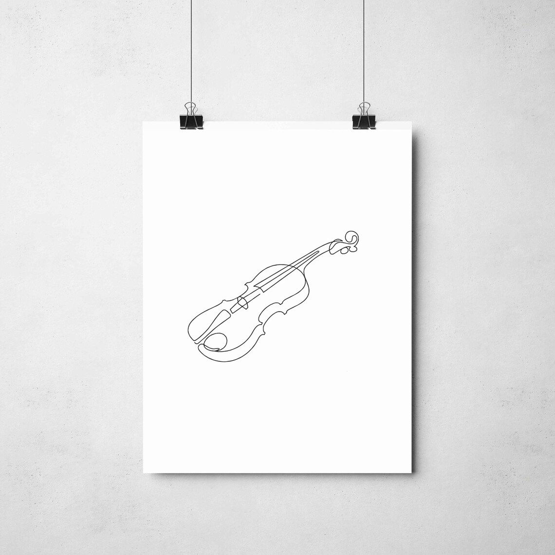 Classic Violin Side View Single Line Drawing Elegant String Instrument Decor Poster - Image 2