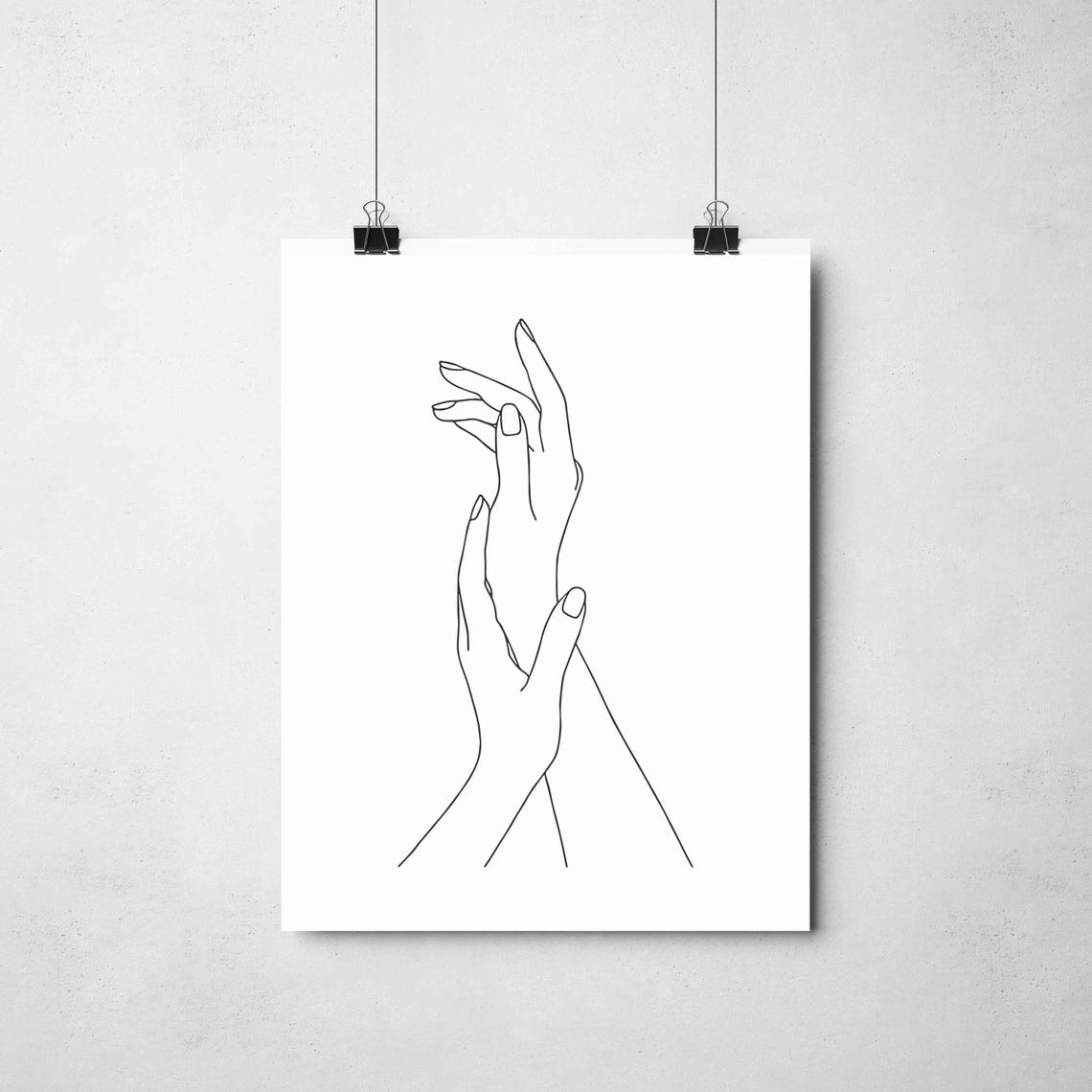 Two Hands Reaching Romantic Line Art Minimalist Couple Poster - Image 2
