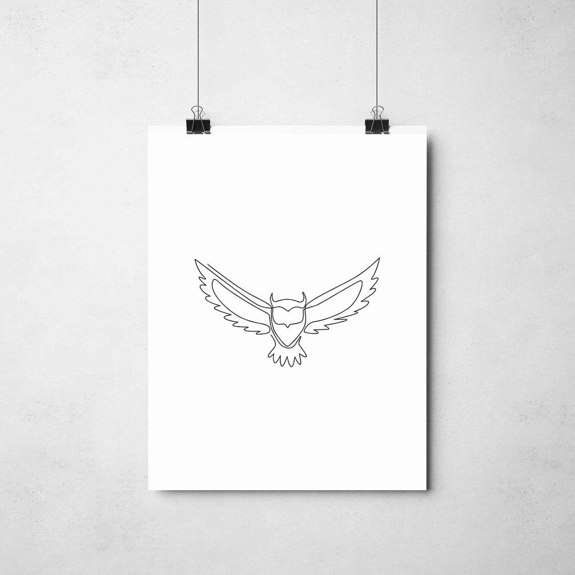Flying Owl Continuous Line Drawing Minimalist Bird Art Poster - Image 2