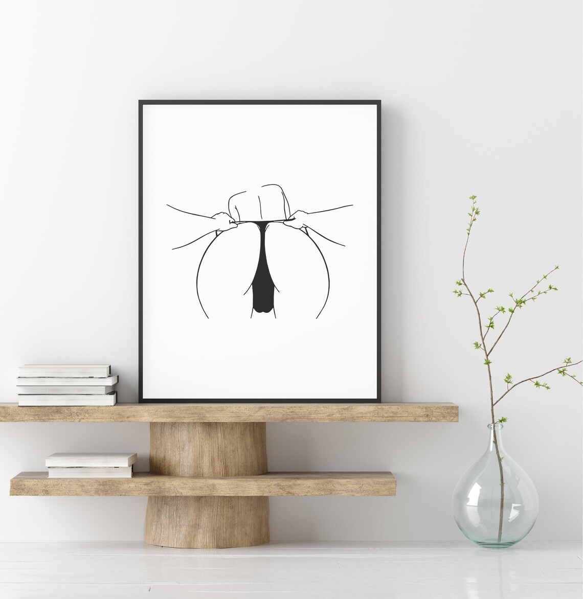 Female Buttocks Line Art Sensual Nude Woman Silhouette Modern Poster - Image 2