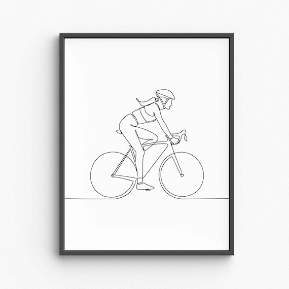 Minimalist Bicycle Ride Line Art Simple Cycling Illustration Active Lifestyle Decor Outdoor Sport Sketch Wall