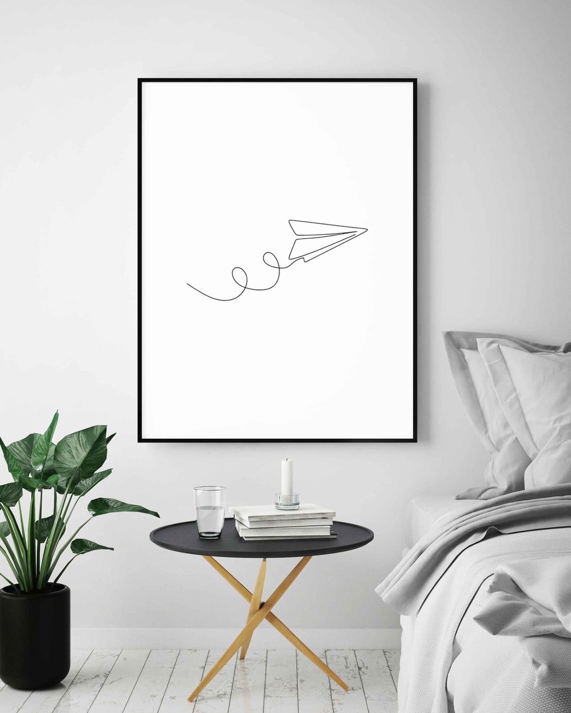 Paper Plane Line Art Flying Trail One Line Drawing Travel Poster - Image 5