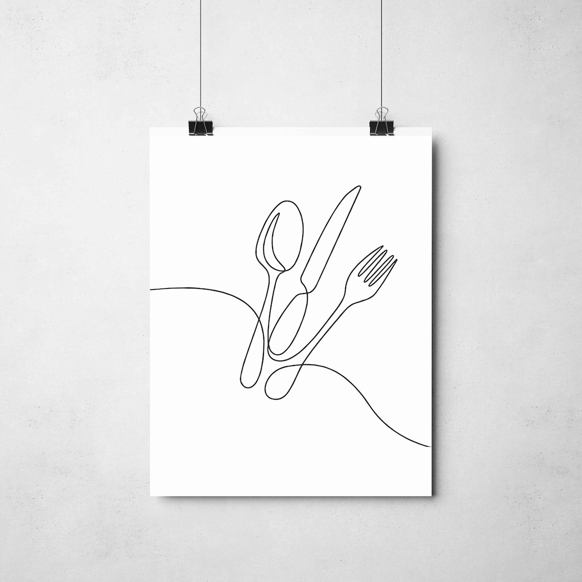 Minimalist Cutlery Line Art, Kitchen Wall Poster - Image 2