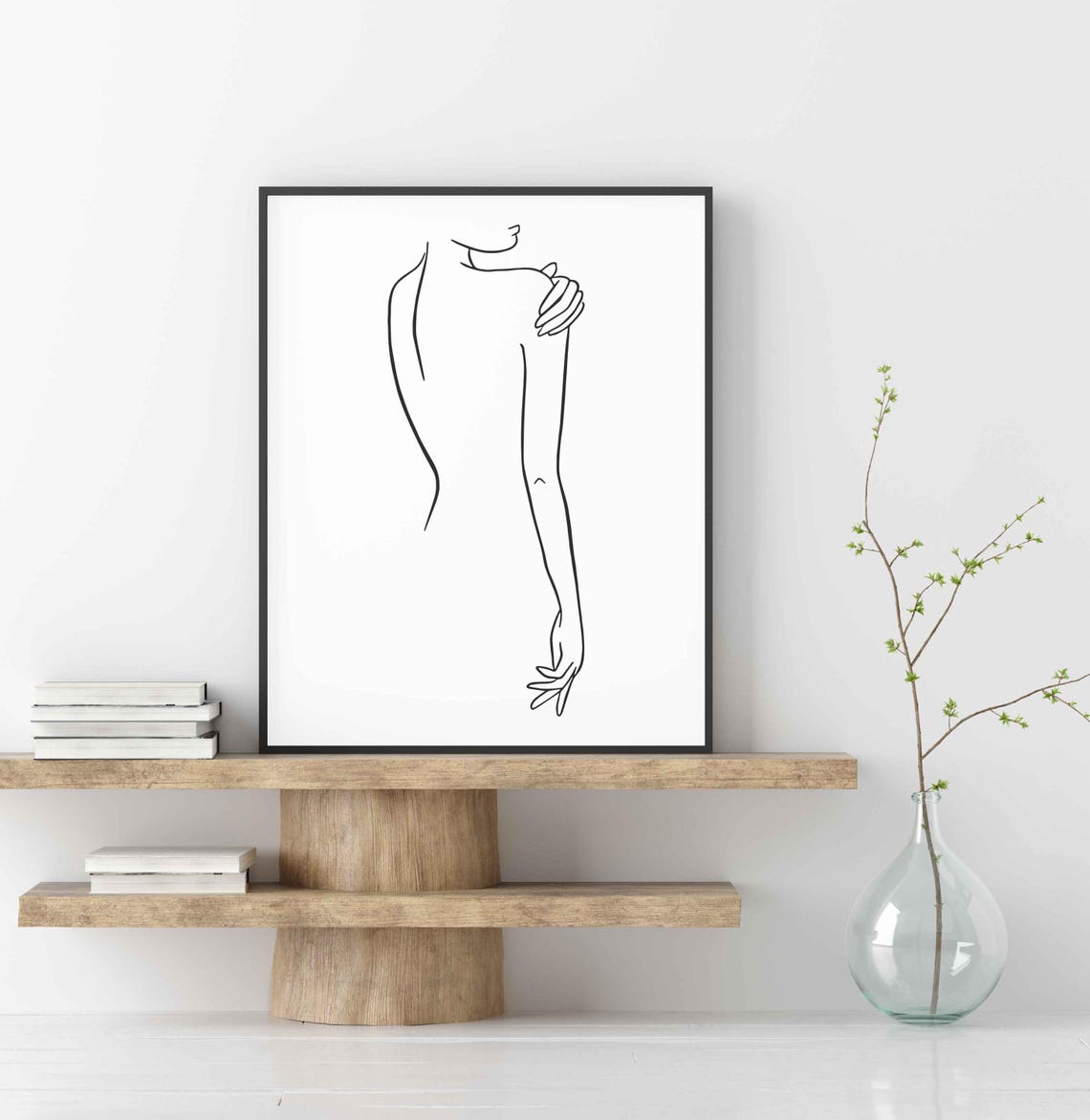 Woman Shoulder Back View One Line Figure Drawing Minimalist Art Poster - Image 3