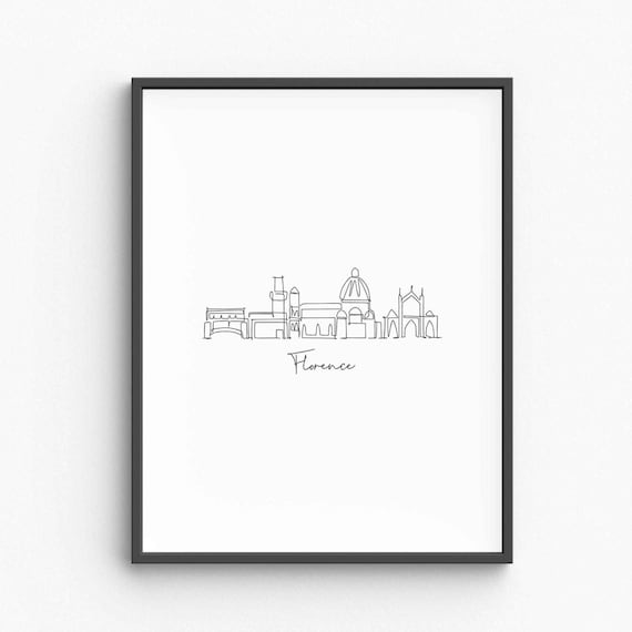 Florence Skyline Line Art Minimalist Italy Travel City Poster