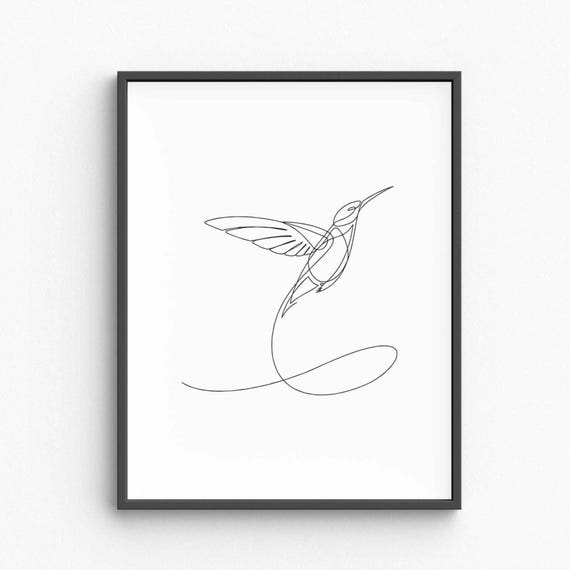 Minimalist Bird Line Art, Elegant Flying Art Print