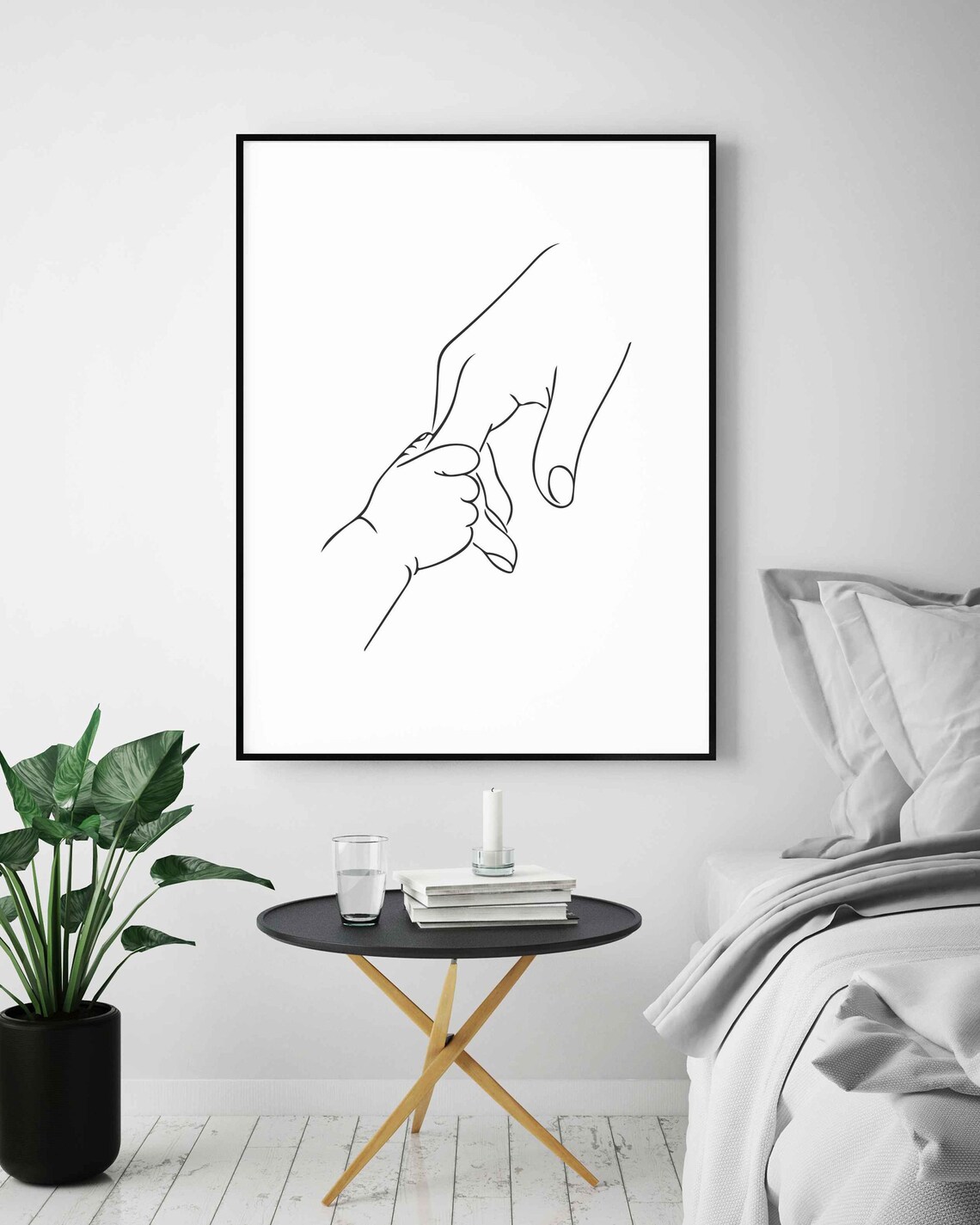 Mother Baby Hands Line Art Tender Parenthood Moment Minimalist Poster - Image 3