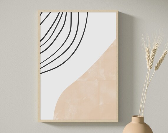 Beige Abstract Wall Art Abstract Line Art Print Modern Wall Art Minimalist Print Wall Decor Living Room Wall Art Scandinavian Print