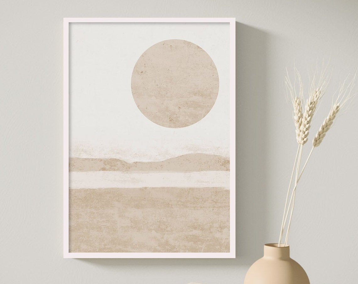 Beige Sun Circle Minimalist Horizon Abstract Neutral Wall Poster - Image 4