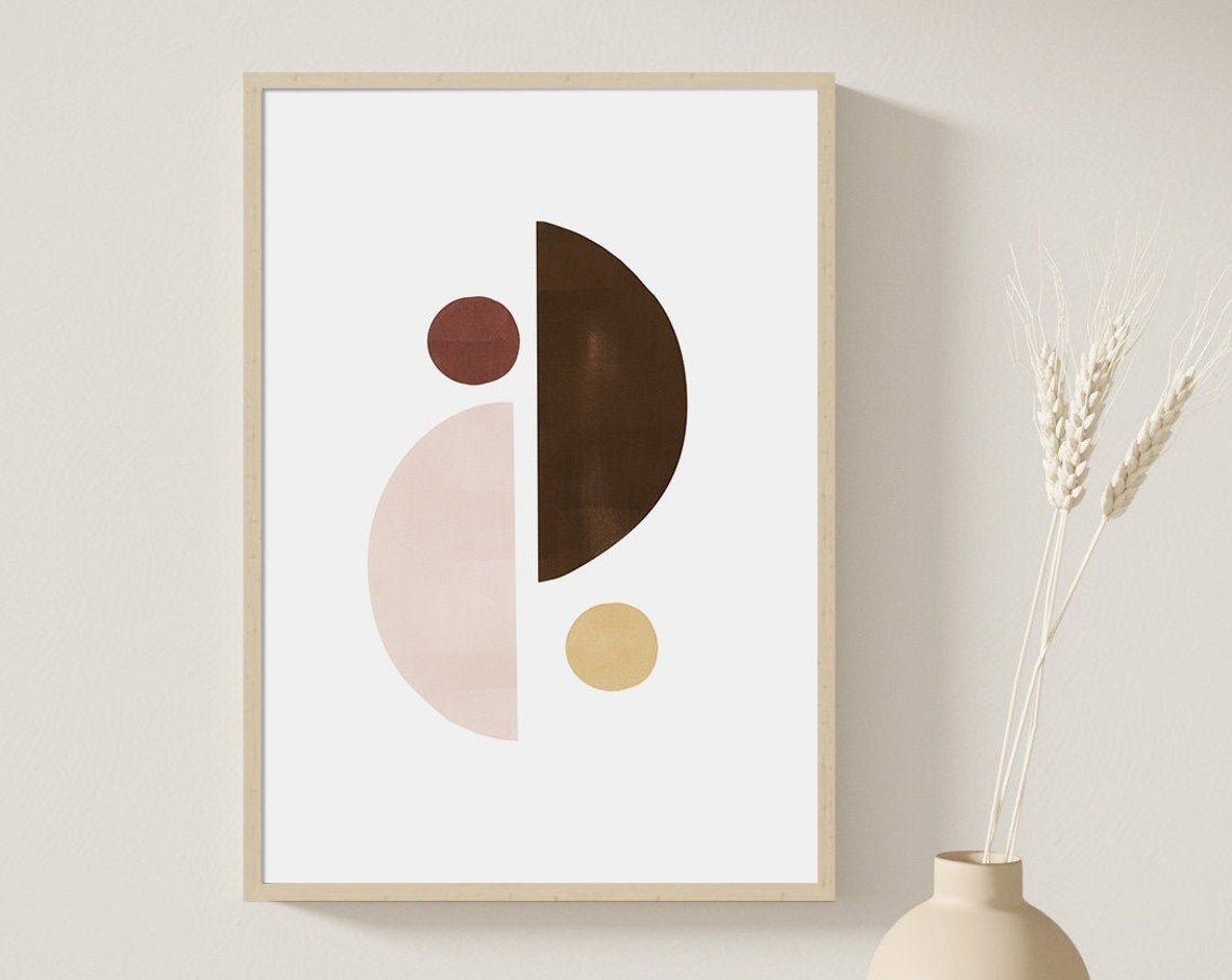 Half Circle Composition in Brown Blush Mustard Modern Geometric Poster