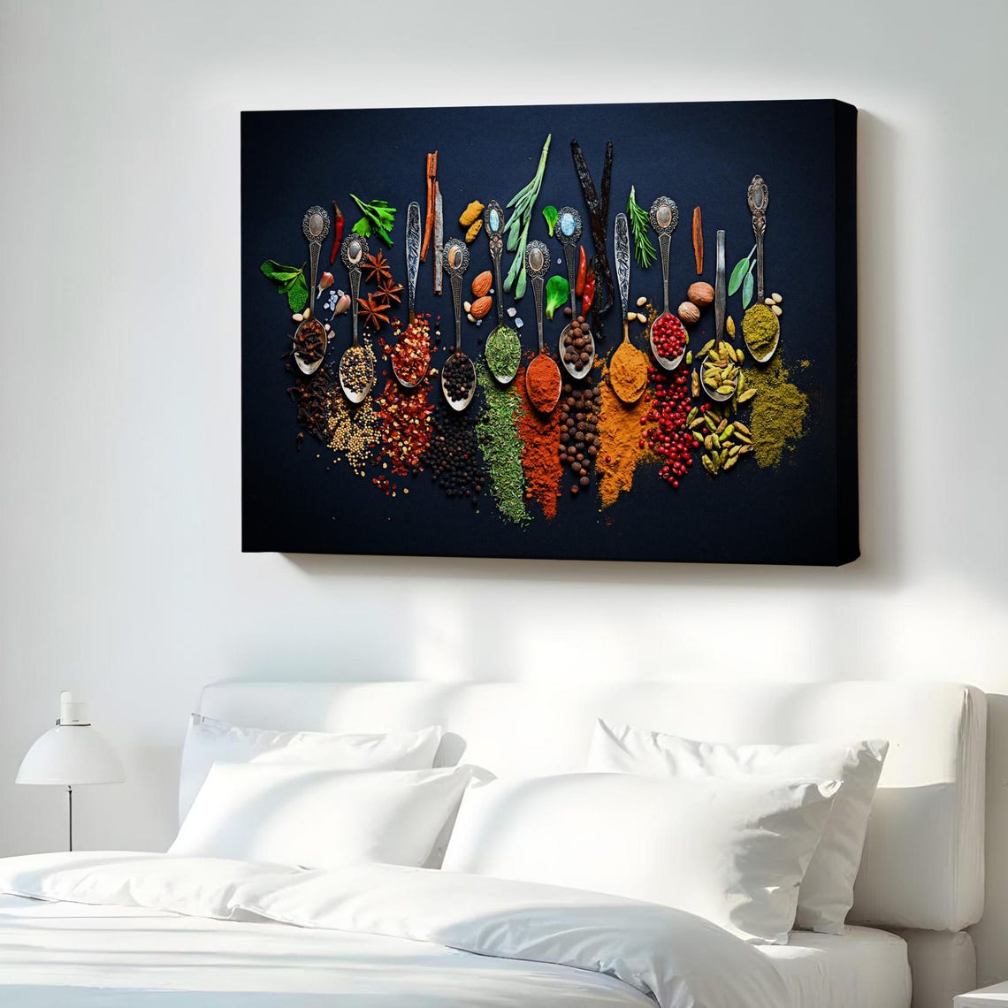 Exotic Spices In Antique Spoons On Dark Background Food Poster