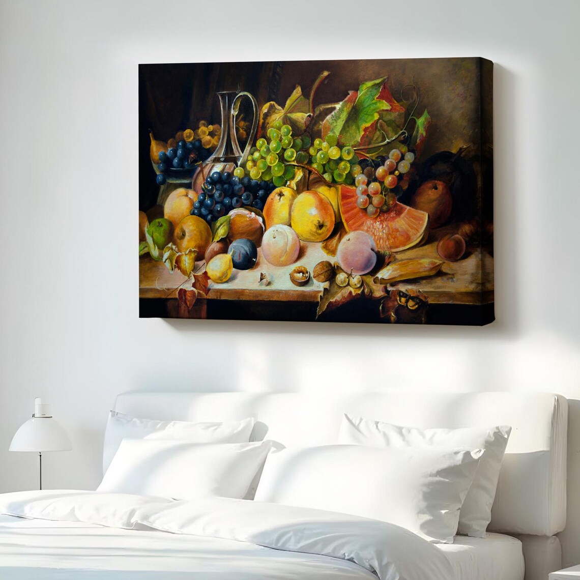 Classic Vintage Fruit Still Life Oil Painting Grapes Melon Poster