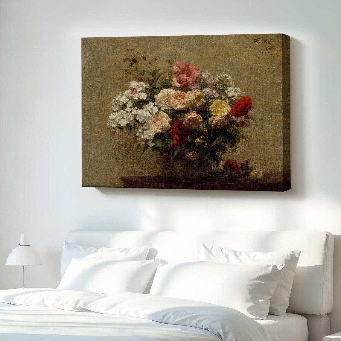 Vintage Floral Bouquet In Vase Classic Still Life Oil Painting Poster