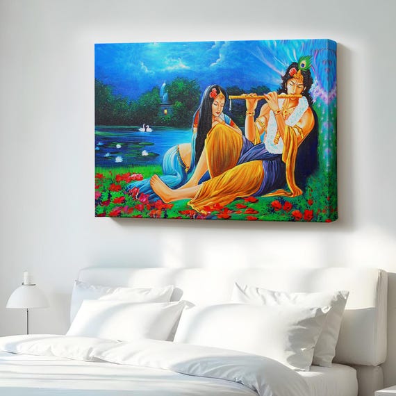 Lovers Decorative Wall Art Large Illustration Canvas Print Housewarming Gifts