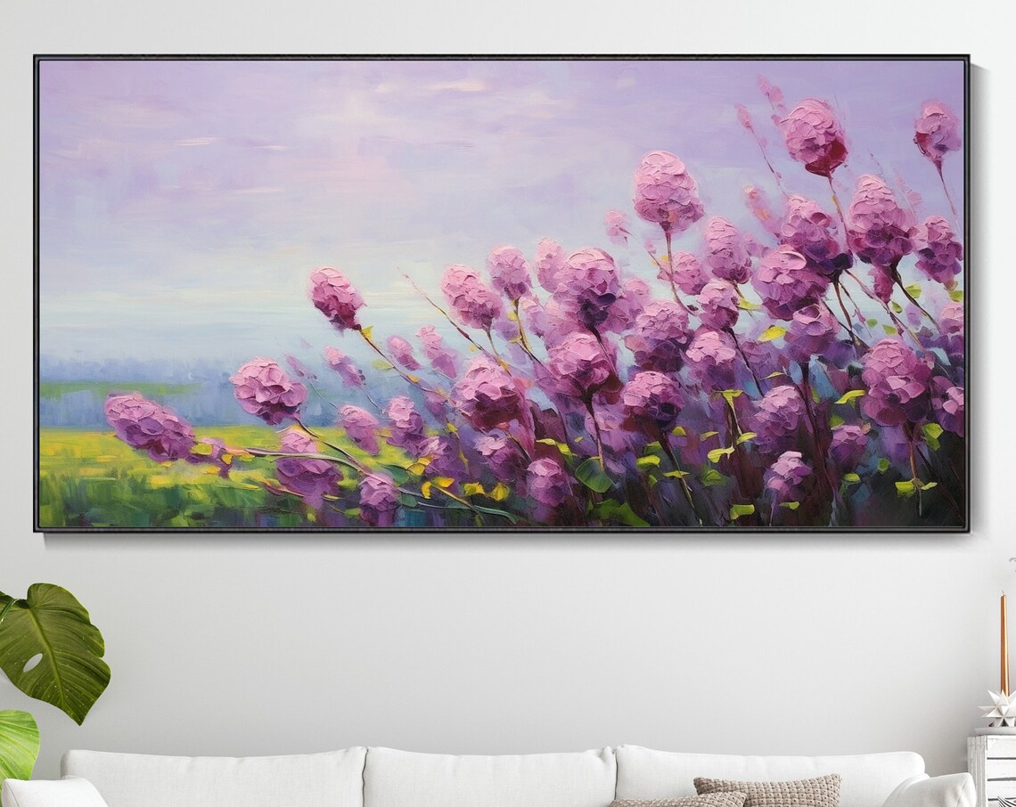 Purple Wildflower Meadow Lavender Field Impressionist Poster