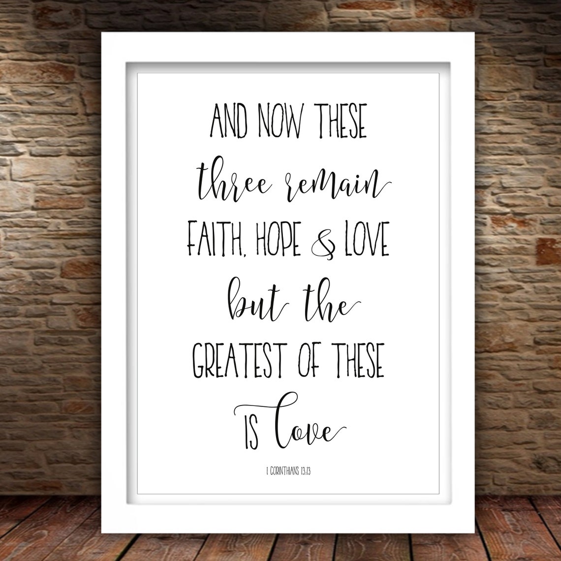 Faith Hope And Love 1 Corinthians 13 13 Bible Verse Wall Poster - Image 2