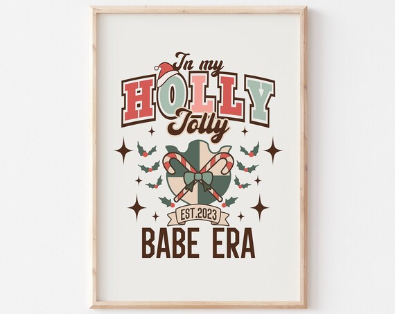 In My Holly Jolly Babe Era Varsity Candy Cane Holiday Poster