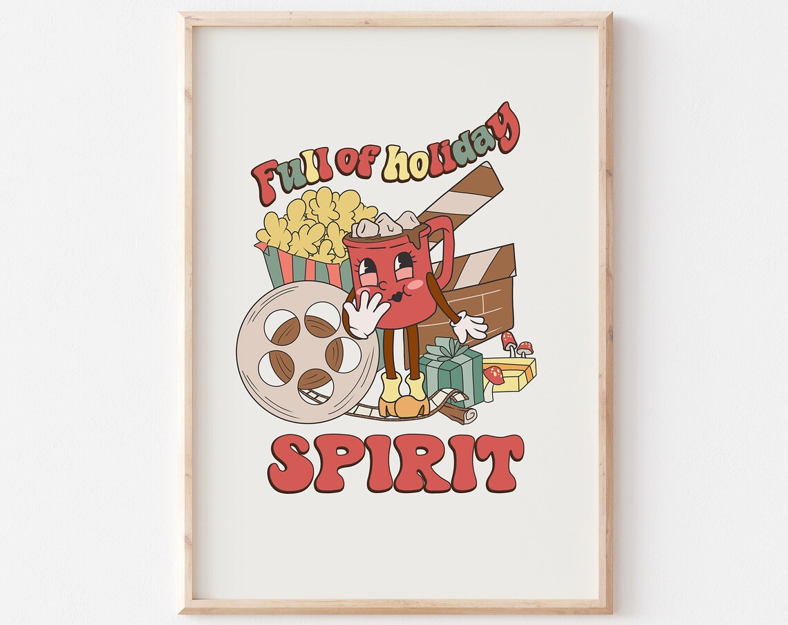 Full Of Holiday Spirit Retro Christmas Art